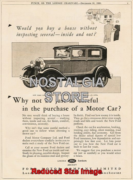 1930 Ford Model A Tudor Saloon advert - Retro Car Ads - The Nostalgia ...